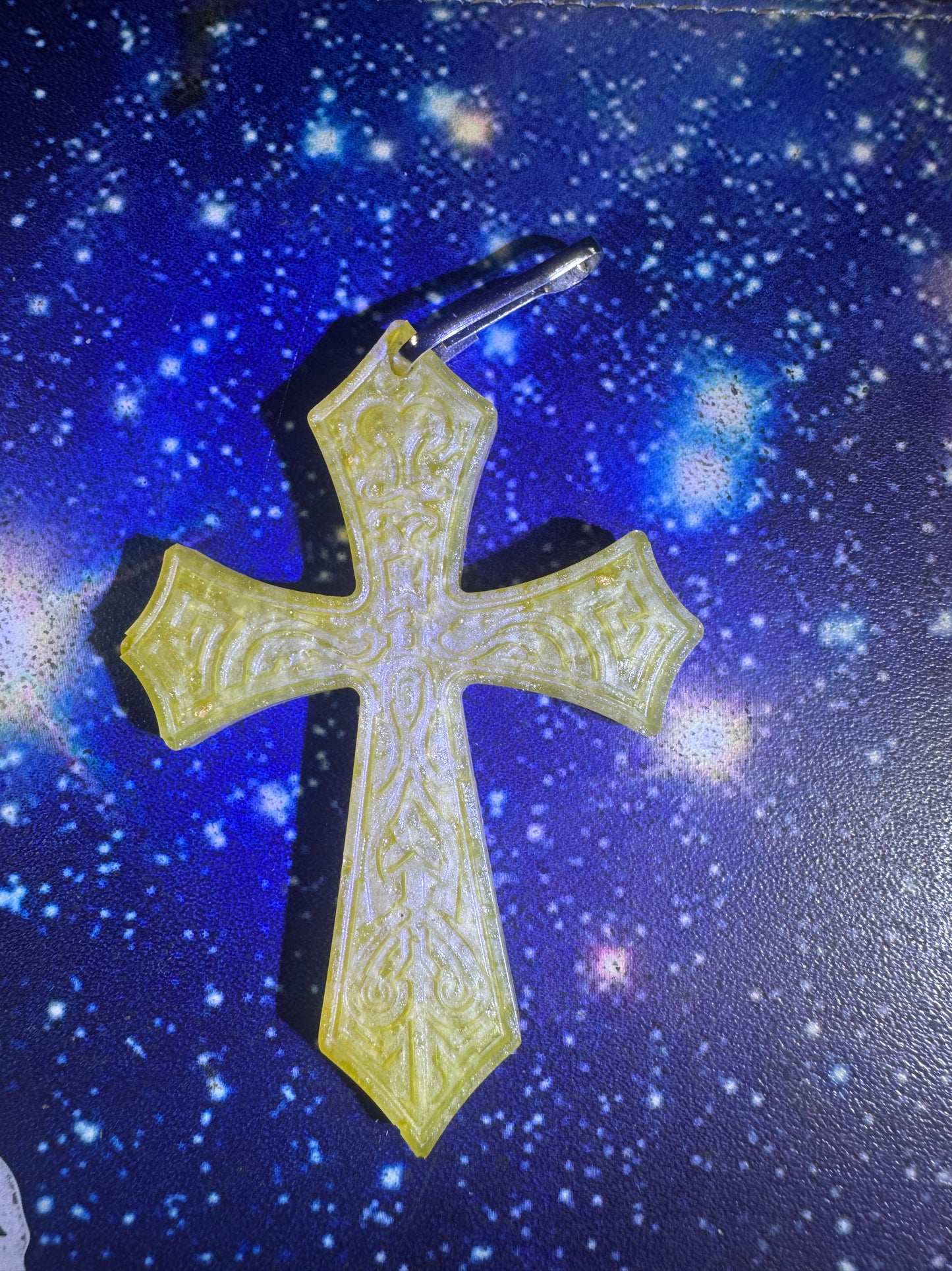 "Golden Grace" Artisan Resin Cross Necklace