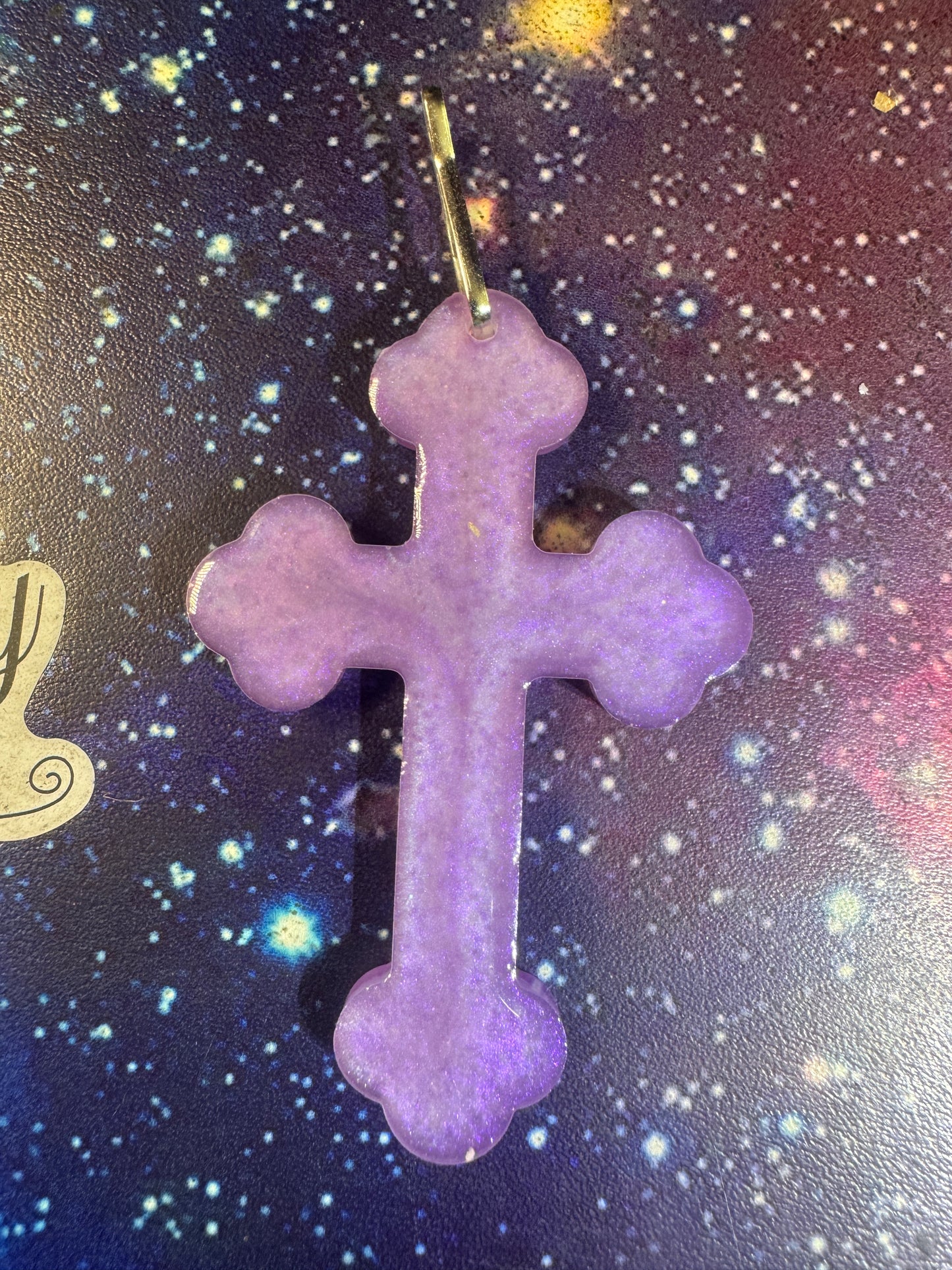"Twilight Transformation" Artisan Resin Cross Necklace