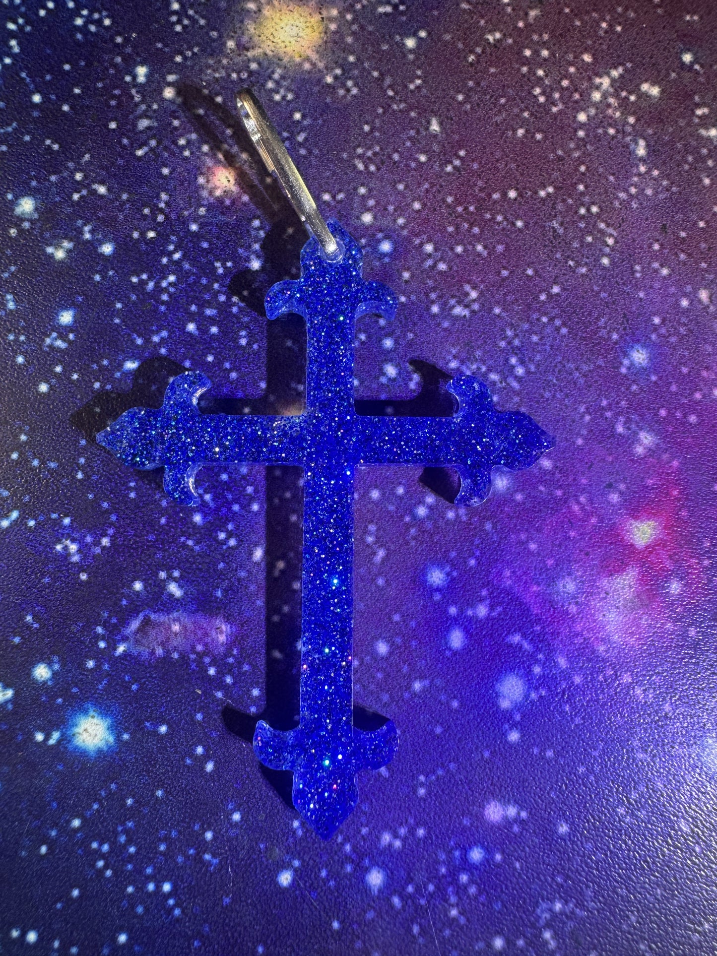 "Deep Waters" Artisan Resin Cross Necklace