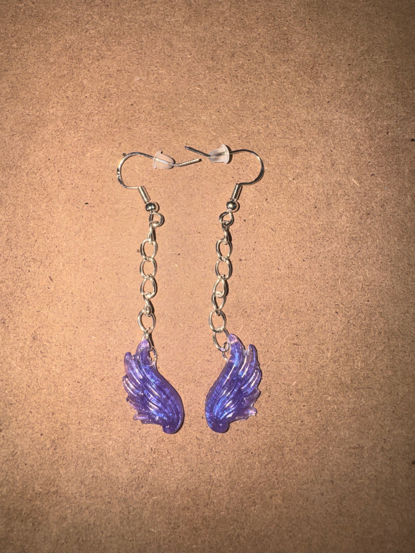 "Midnight Sky" Artisan Resin Angel Wing Earrings - Small