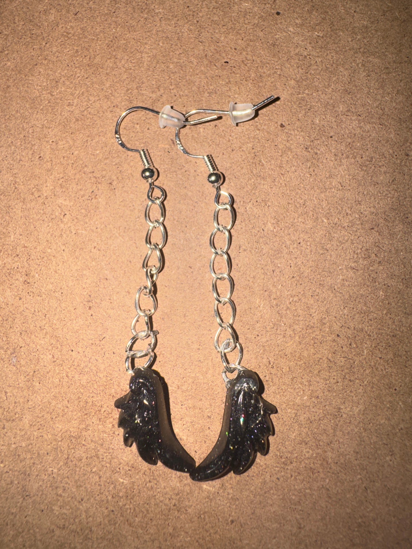 "Starry Night" Artisan Resin Angel Wing Earrings - Small