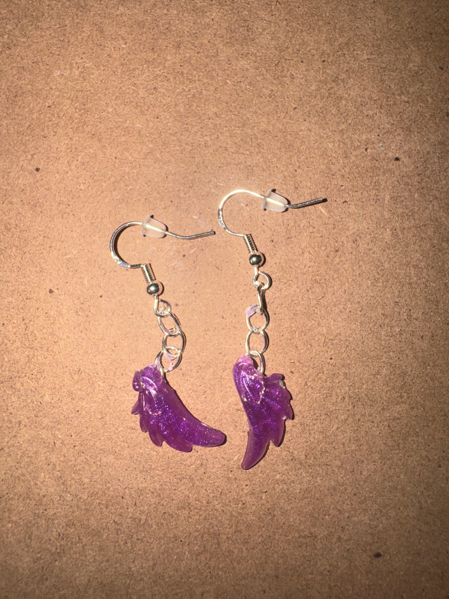 "Royal Grace" Artisan Resin Angel Wing Earrings - Small