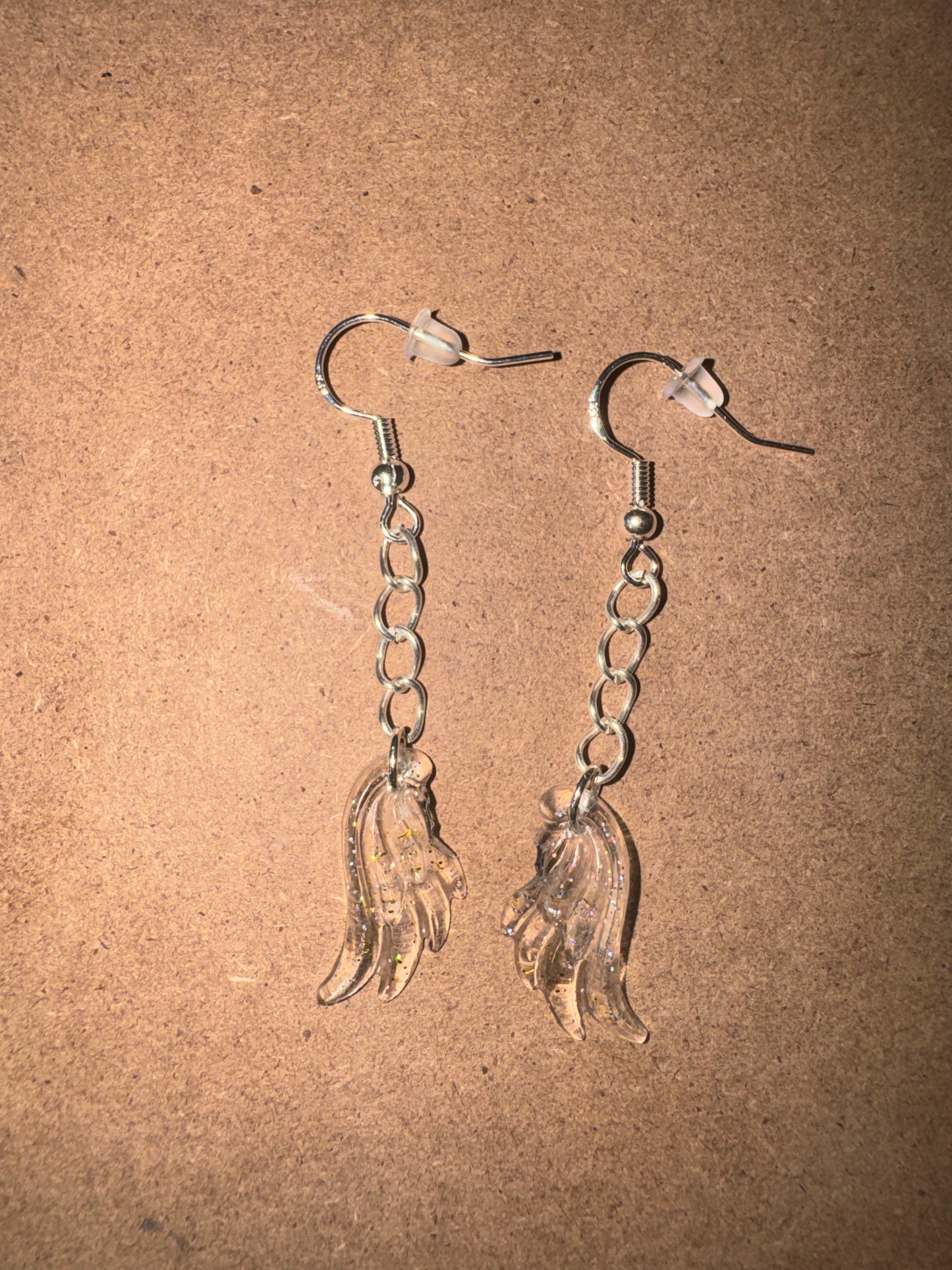 "Rainbow Spectrum" Artisan Resin Angel Wing Earrings - Small