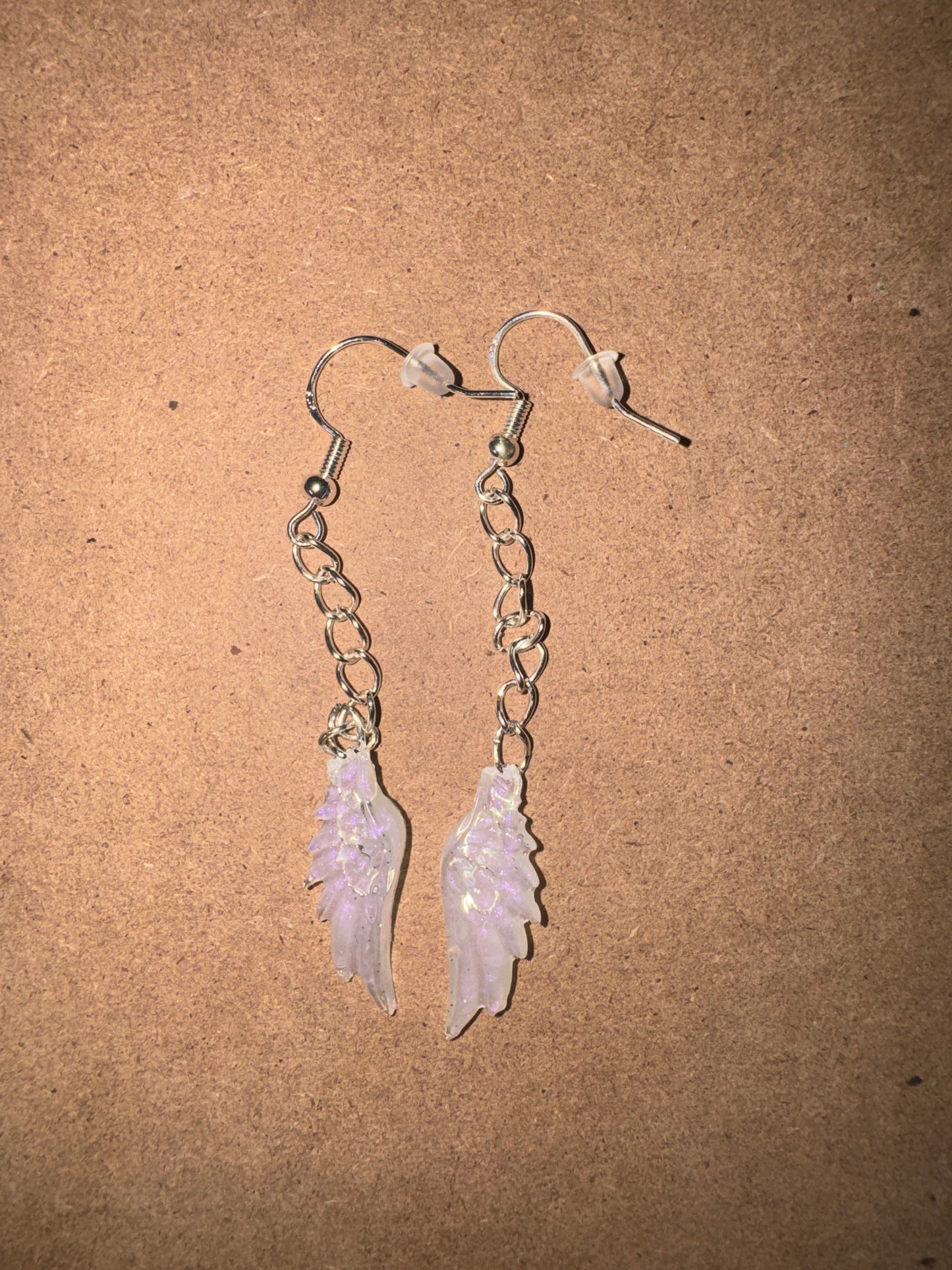 "Cloud Nine" Artisan Resin Angel Wing Earrings - Small