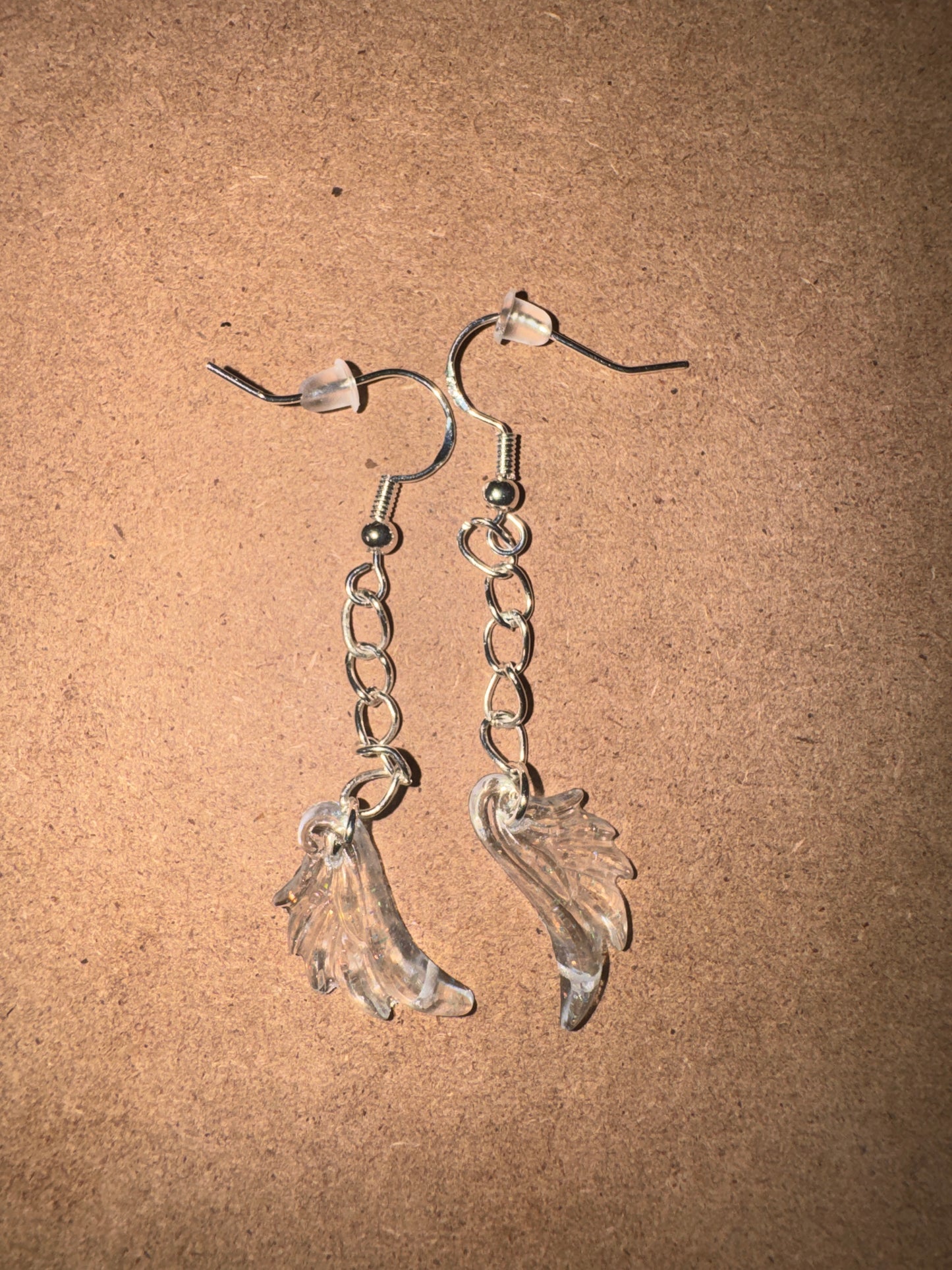 "Pure Promise" Artisan Resin Angel Wing Earrings - Small