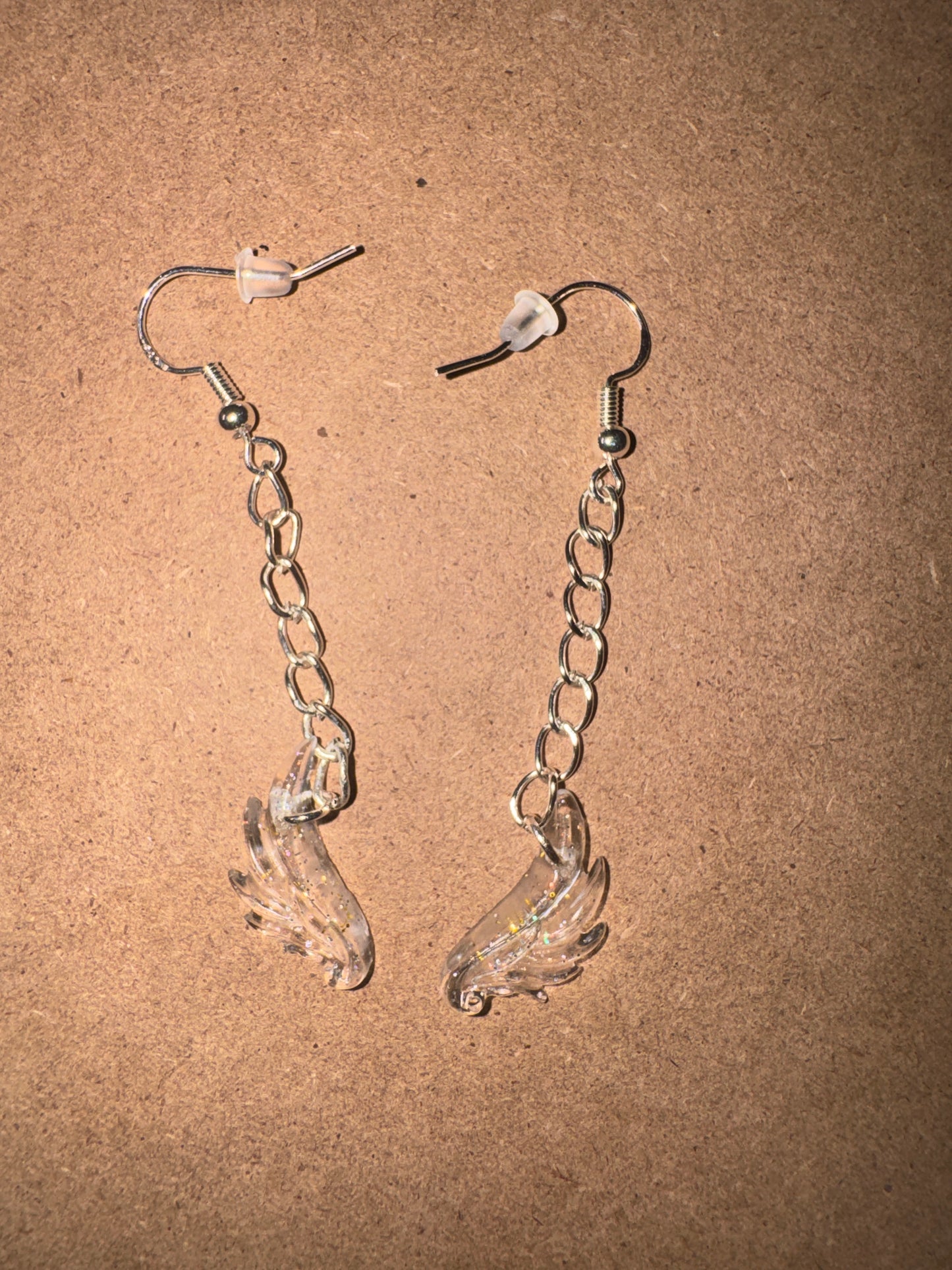 "Prism of Hope" Artisan Resin Angel Wing Earrings - Small