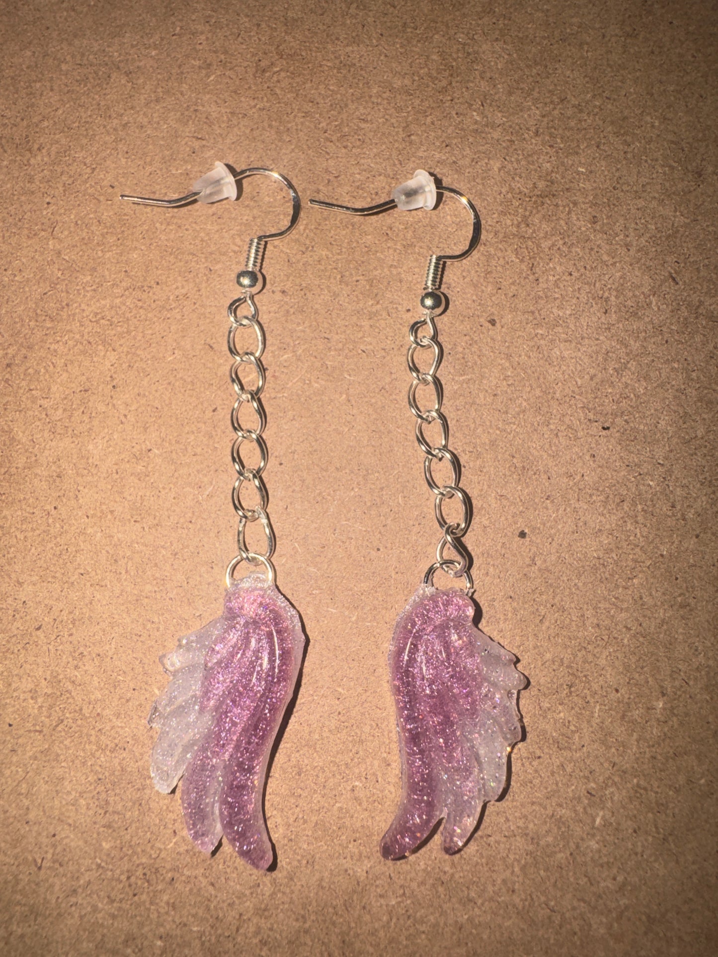 "Covenant Clouds" Artisan Resin Angel Wing Earrings - Medium