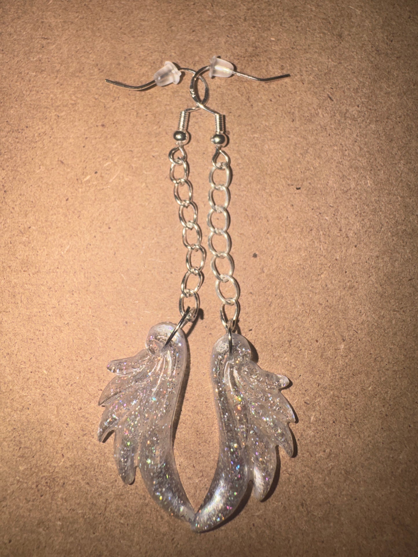 "Everlasting Covenant" Artisan Resin Angel Wing Earrings - Medium