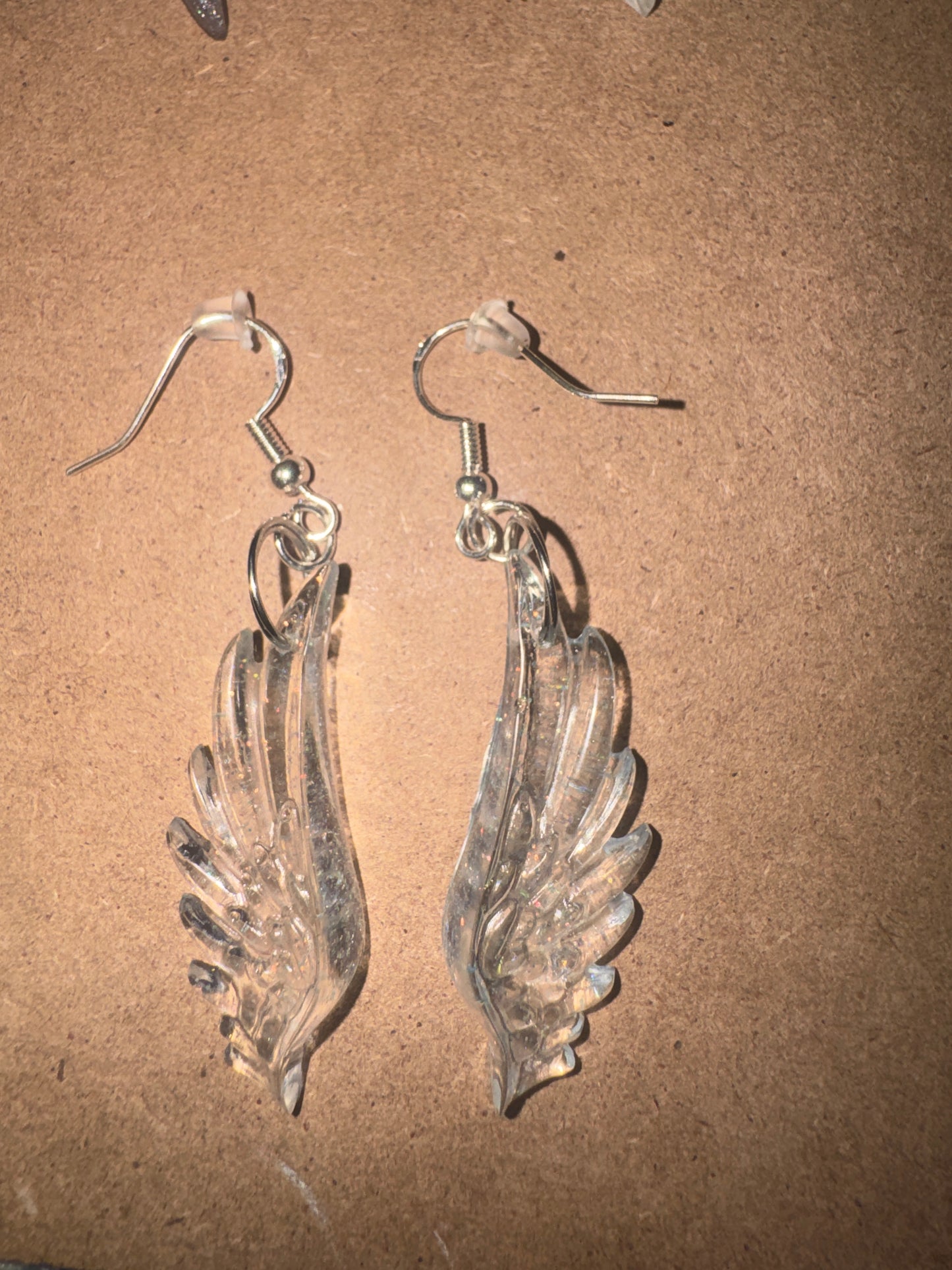 "Everlasting Light" Artisan Resin Angel Wing Earrings - Medium