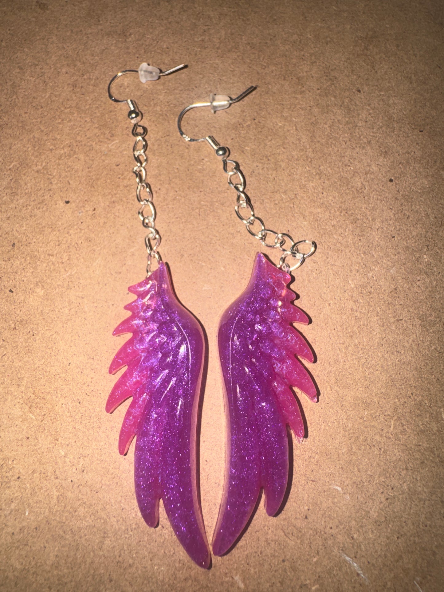 "Joy Unspeakable" Artisan Resin Angel Wing Earrings - Large