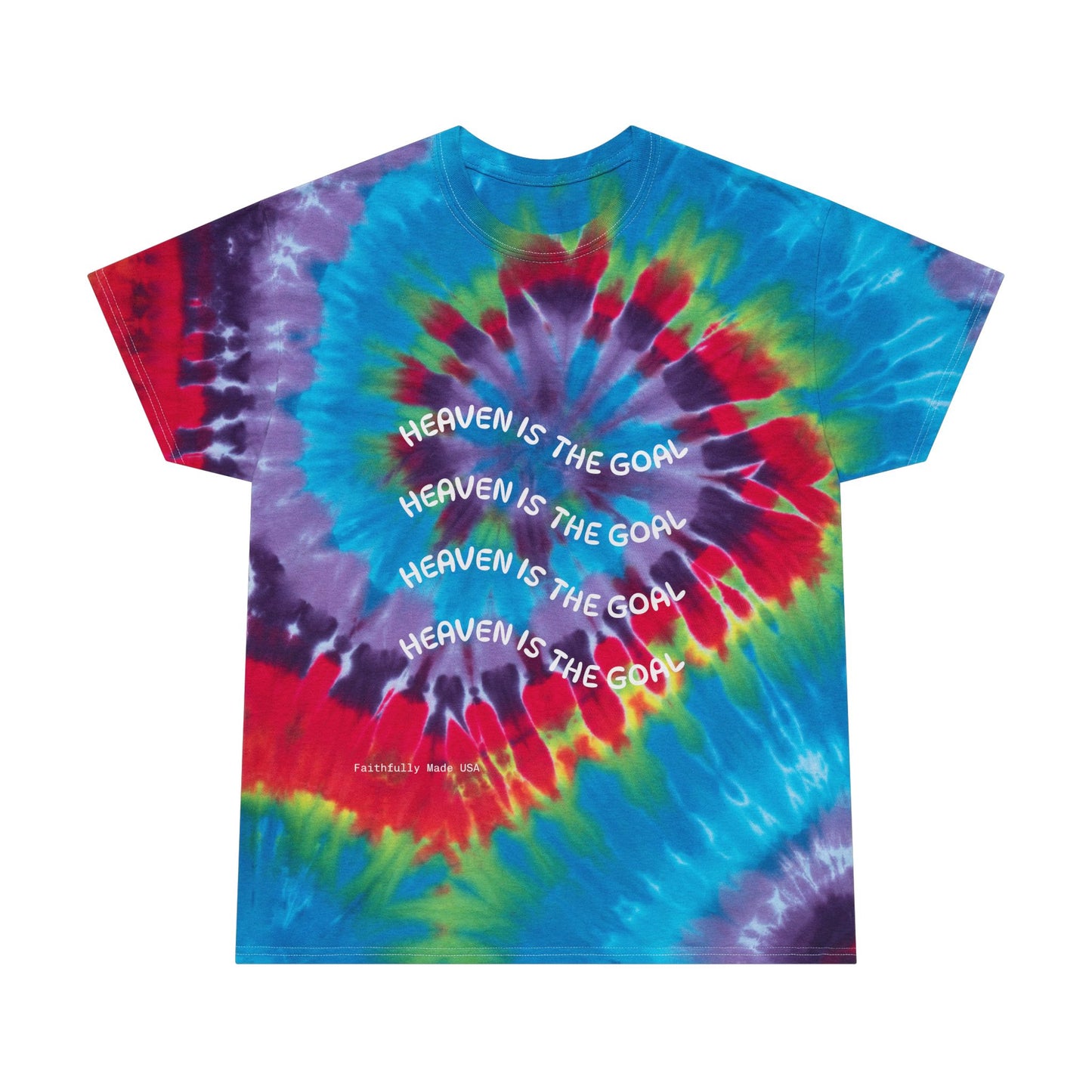 Pastel Spiral Tie-Dye Tee — "Heaven Is The Goal" Graphic