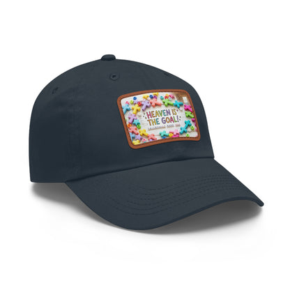 Heaven Is The Goal Dad Hat — Leather Patch Baseball Cap