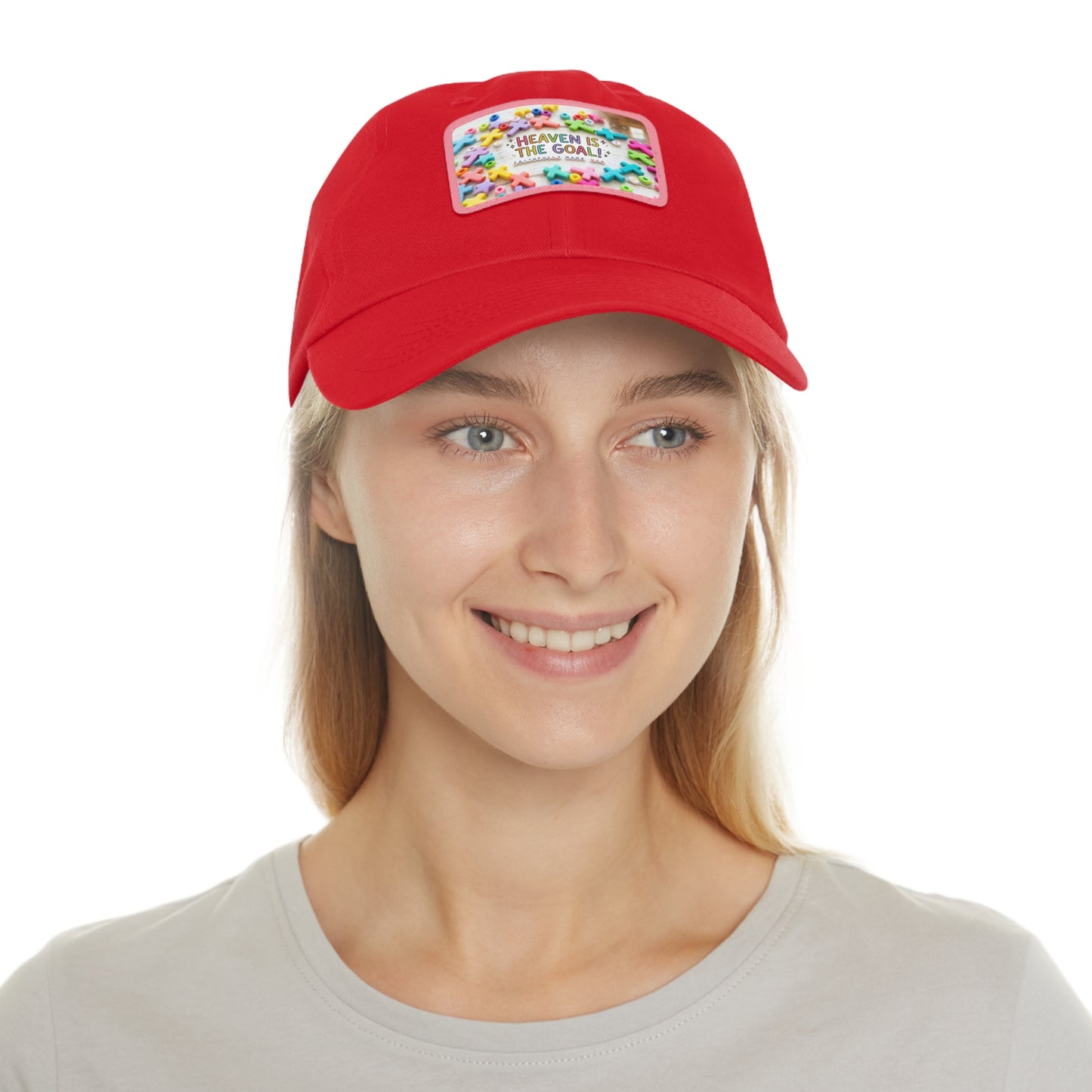 Heaven Is The Goal Dad Hat — Leather Patch Baseball Cap