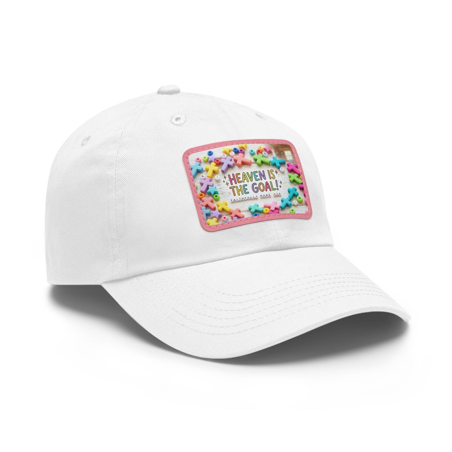 Heaven Is The Goal Dad Hat — Leather Patch Baseball Cap