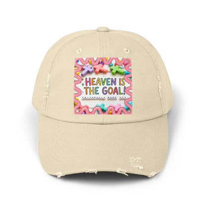 Heaven Is The Goal Distressed Cap — Colorful Faith Baseball Hat