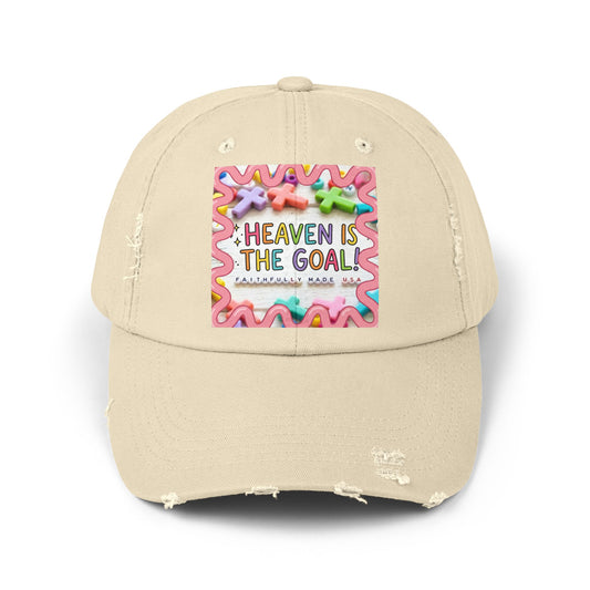 Heaven Is The Goal Distressed Cap — Colorful Faith Baseball Hat