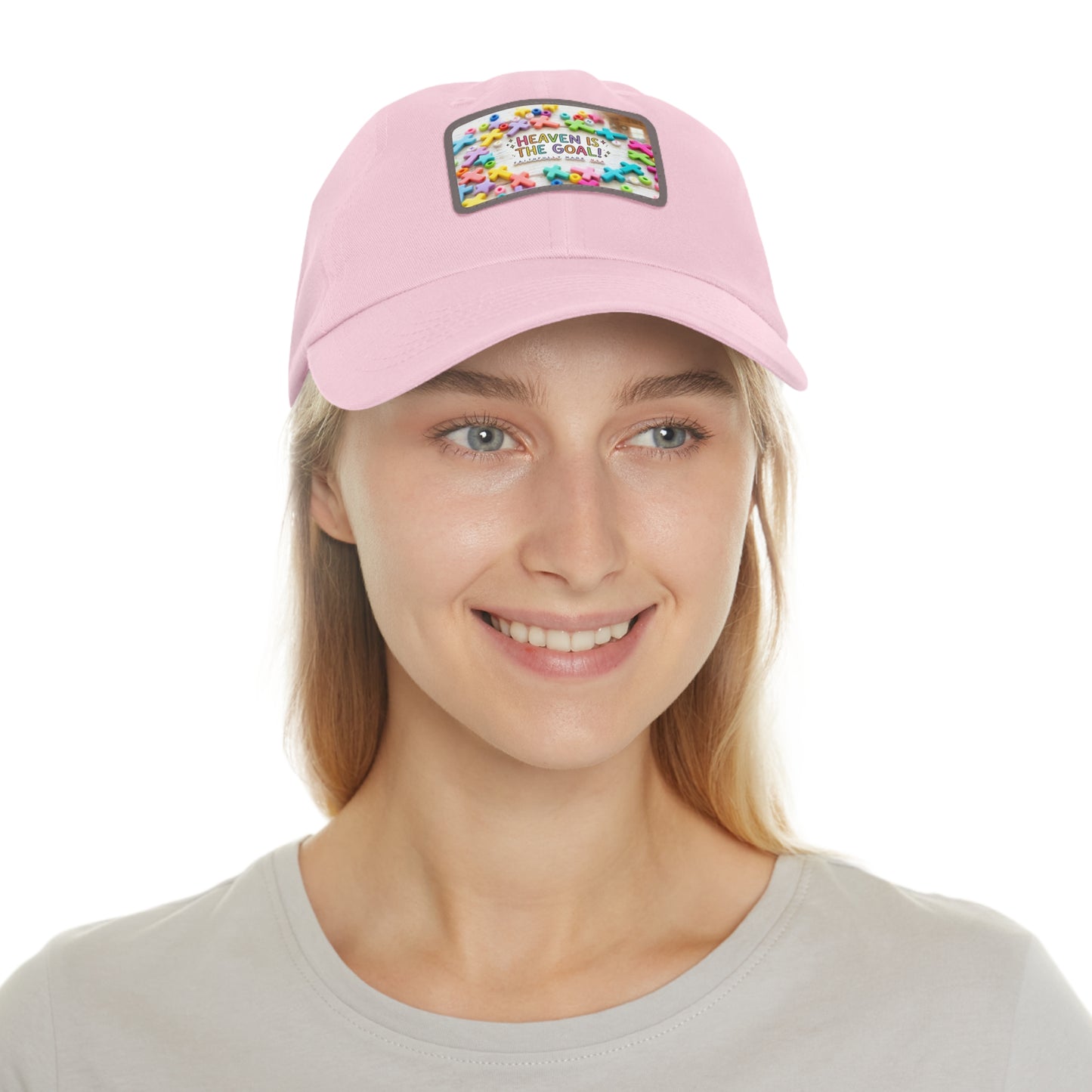 Heaven Is The Goal Dad Hat — Leather Patch Baseball Cap