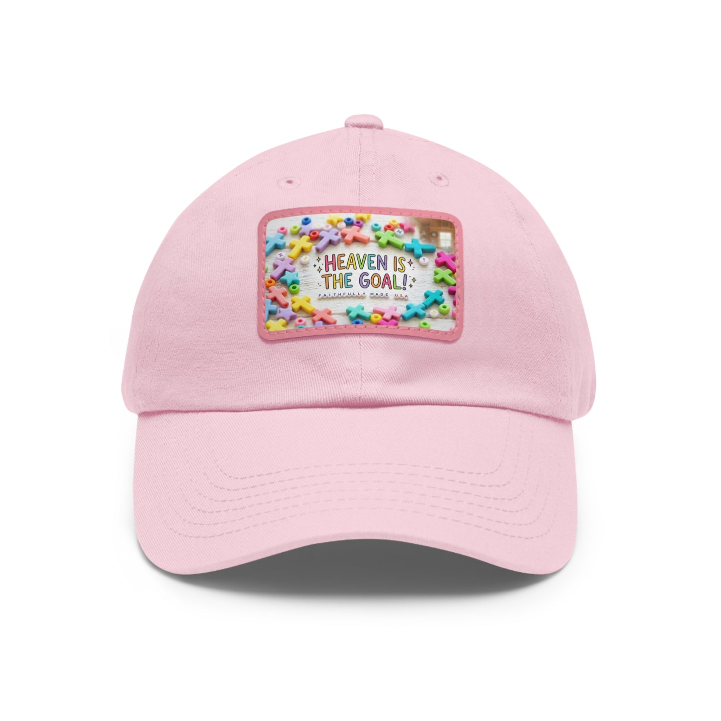 Heaven Is The Goal Dad Hat — Leather Patch Baseball Cap