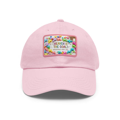 Heaven Is The Goal Dad Hat — Leather Patch Baseball Cap