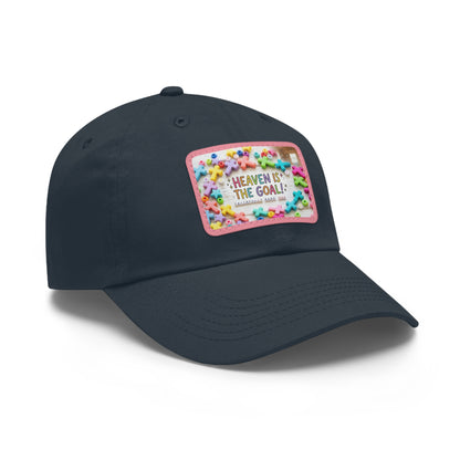 Heaven Is The Goal Dad Hat — Leather Patch Baseball Cap