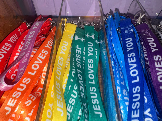 "Jesus Loves You" Vibrant Fabric Lanyards