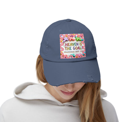Heaven Is The Goal Distressed Cap — Colorful Faith Baseball Hat
