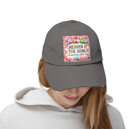 Heaven Is The Goal Distressed Cap — Colorful Faith Baseball Hat