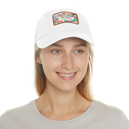Heaven Is The Goal Dad Hat — Leather Patch Baseball Cap