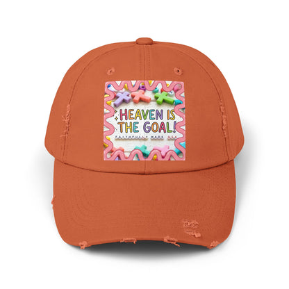 Heaven Is The Goal Distressed Cap — Colorful Faith Baseball Hat