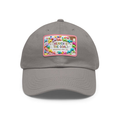 Heaven Is The Goal Dad Hat — Leather Patch Baseball Cap