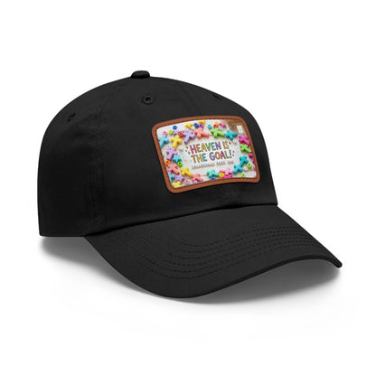 Heaven Is The Goal Dad Hat — Leather Patch Baseball Cap