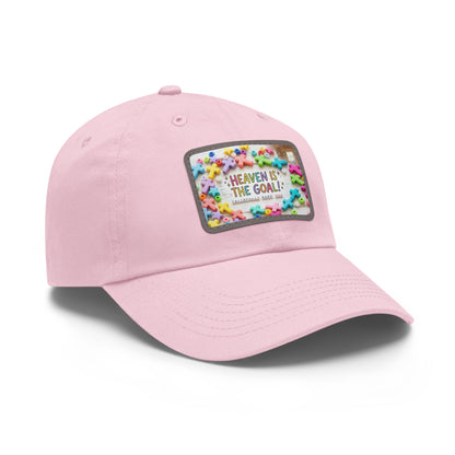 Heaven Is The Goal Dad Hat — Leather Patch Baseball Cap
