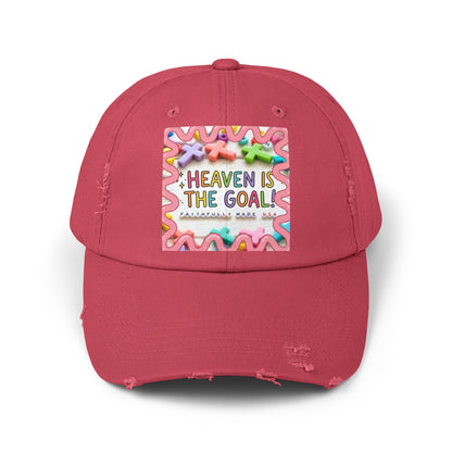 Heaven Is The Goal Distressed Cap — Colorful Faith Baseball Hat