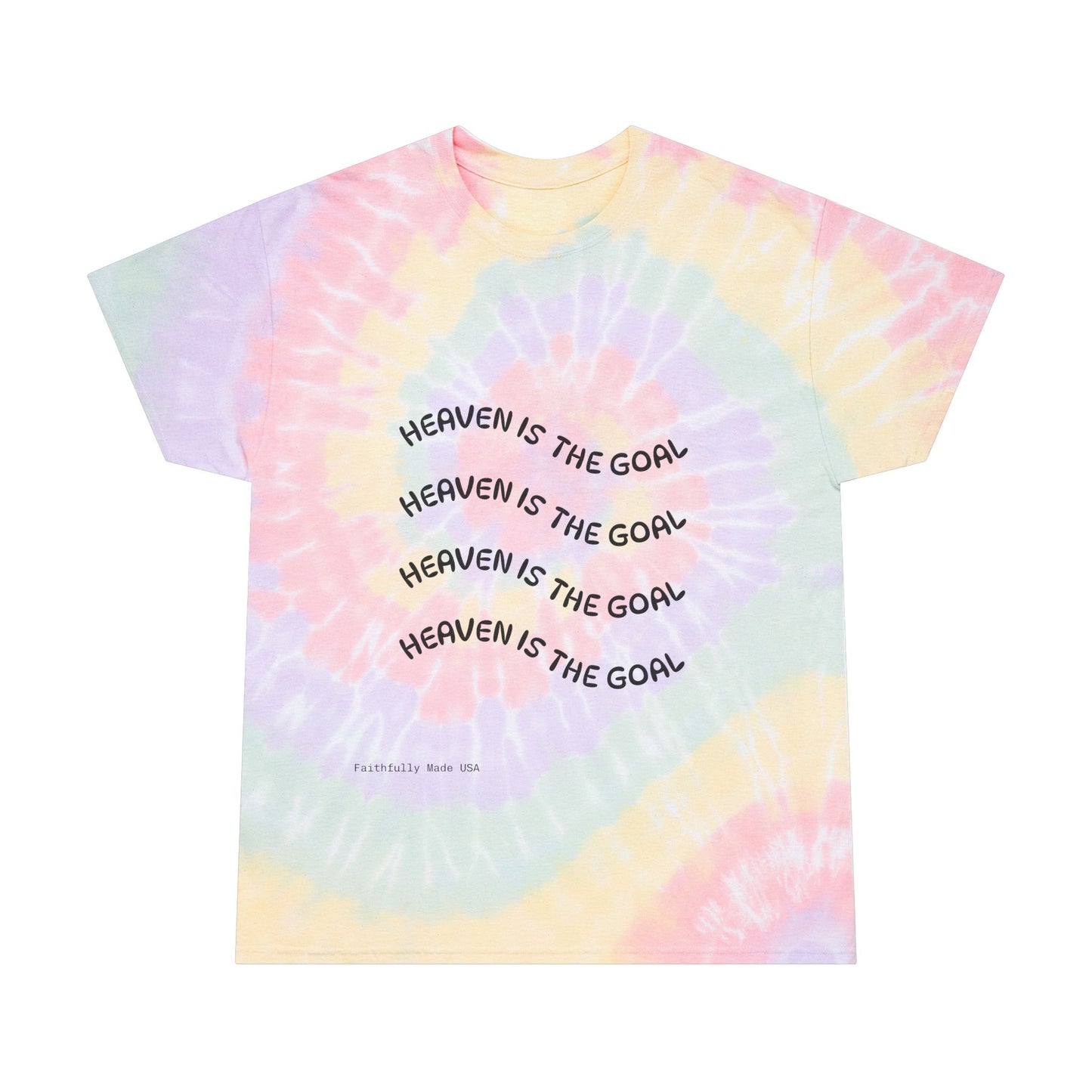 Pastel Spiral Tie-Dye Tee — "Heaven Is The Goal" Graphic