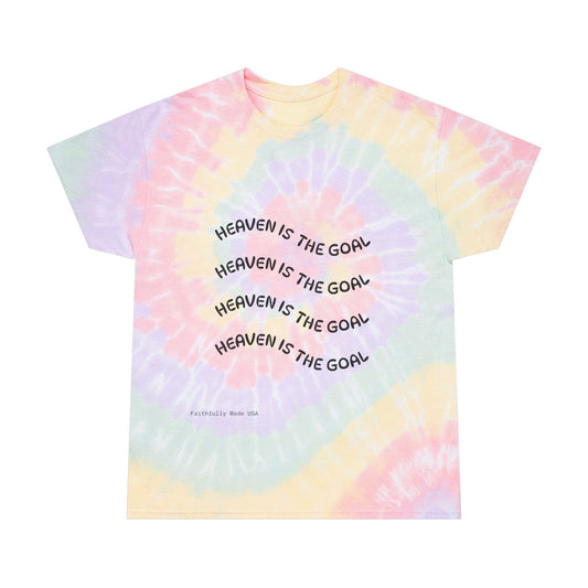 Pastel Spiral Tie-Dye Tee — "Heaven Is The Goal" Graphic