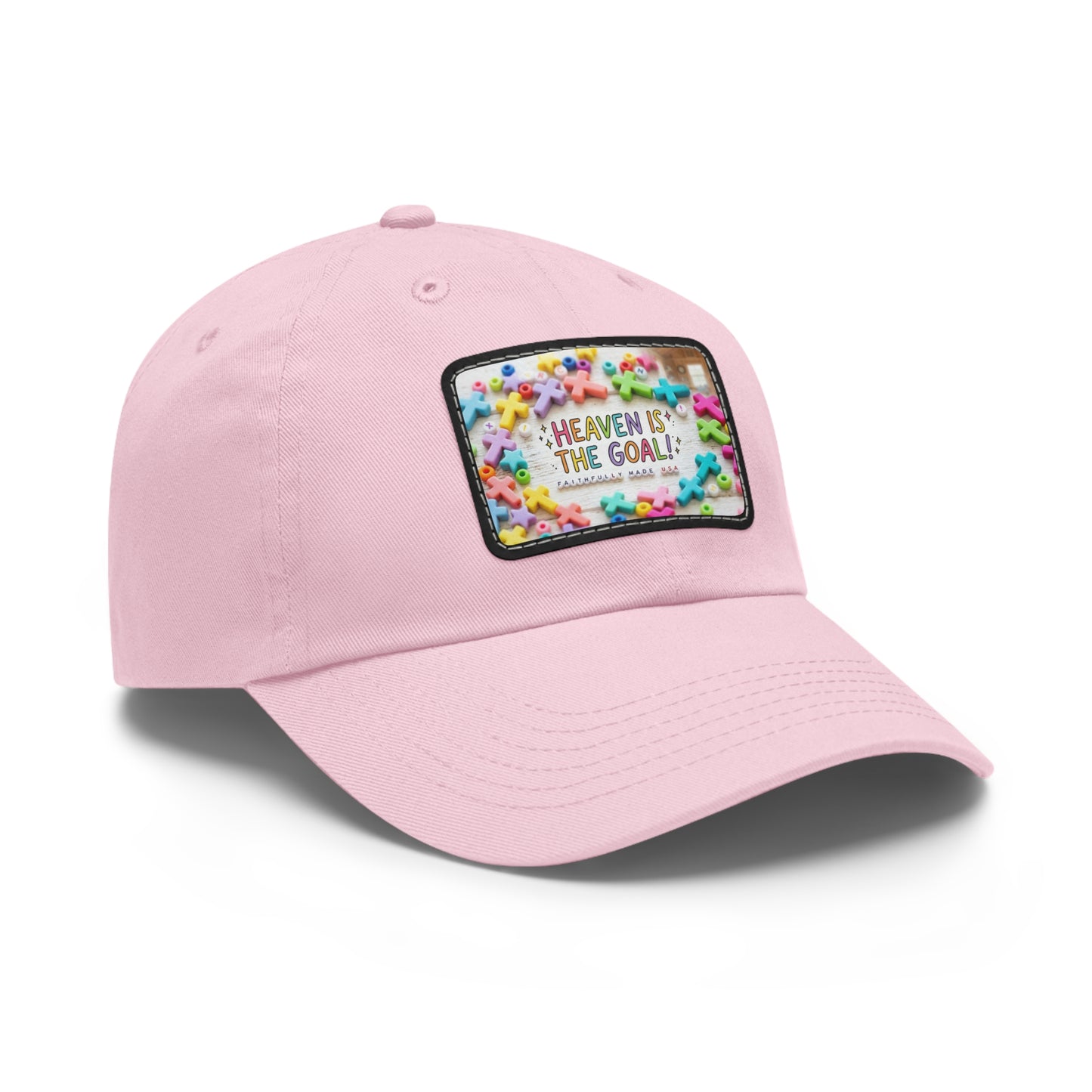Heaven Is The Goal Dad Hat — Leather Patch Baseball Cap