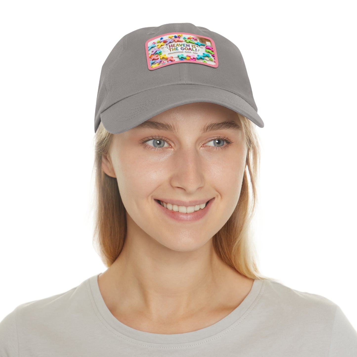 Heaven Is The Goal Dad Hat — Leather Patch Baseball Cap