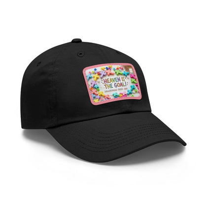 Heaven Is The Goal Dad Hat — Leather Patch Baseball Cap