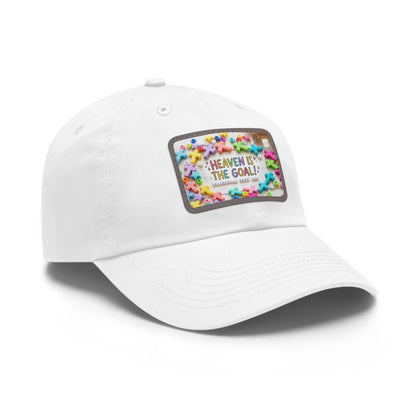 Heaven Is The Goal Dad Hat — Leather Patch Baseball Cap