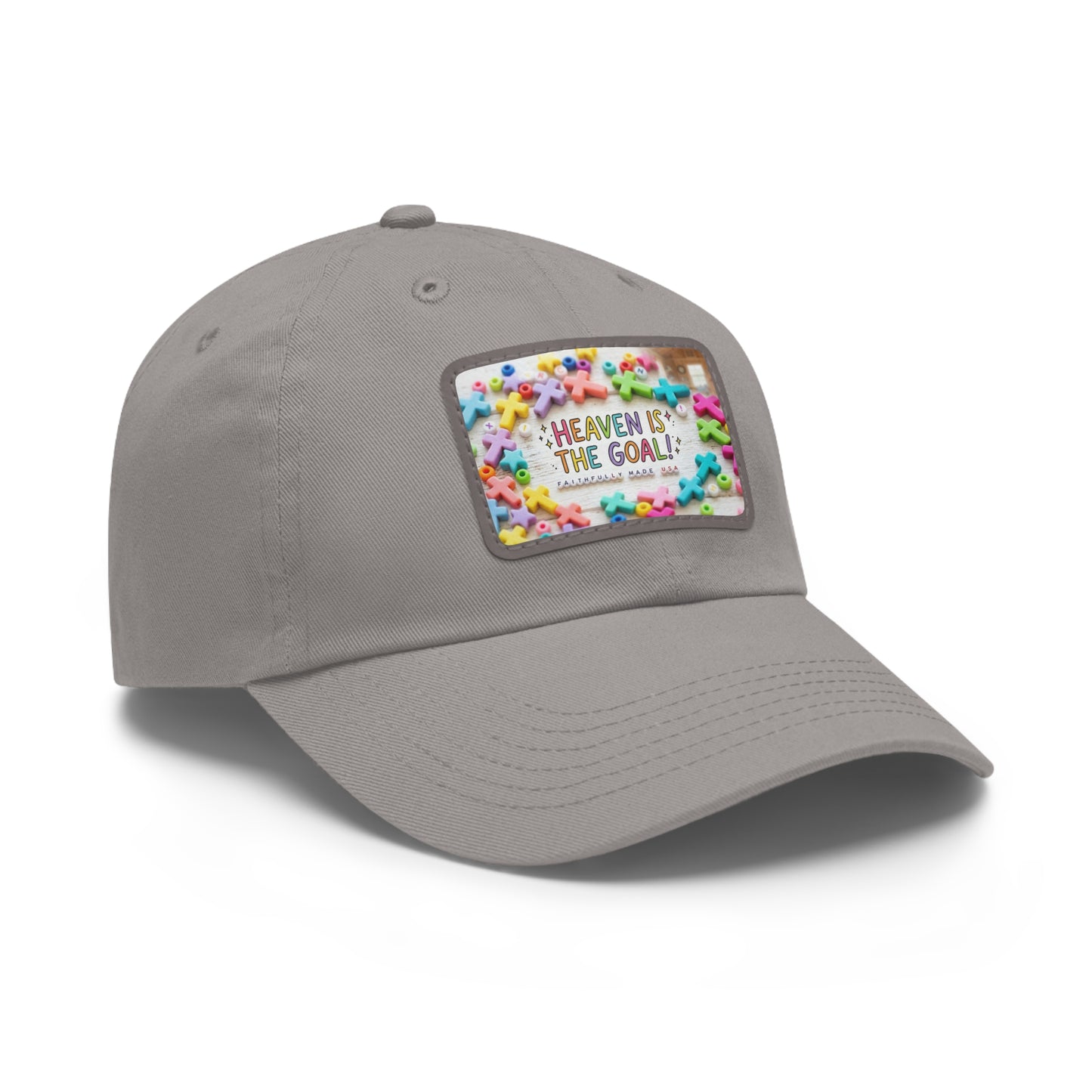 Heaven Is The Goal Dad Hat — Leather Patch Baseball Cap