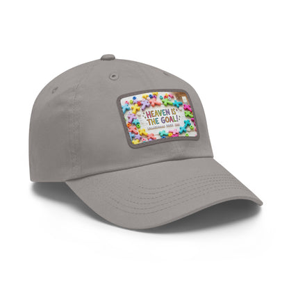 Heaven Is The Goal Dad Hat — Leather Patch Baseball Cap