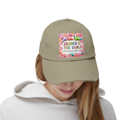Heaven Is The Goal Distressed Cap — Colorful Faith Baseball Hat