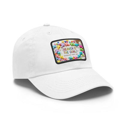 Heaven Is The Goal Dad Hat — Leather Patch Baseball Cap