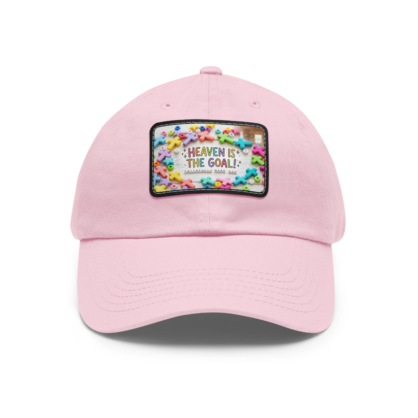 Heaven Is The Goal Dad Hat — Leather Patch Baseball Cap