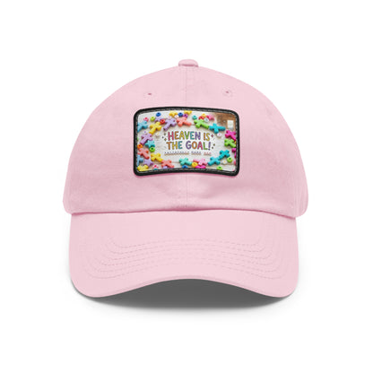 Heaven Is The Goal Dad Hat — Leather Patch Baseball Cap