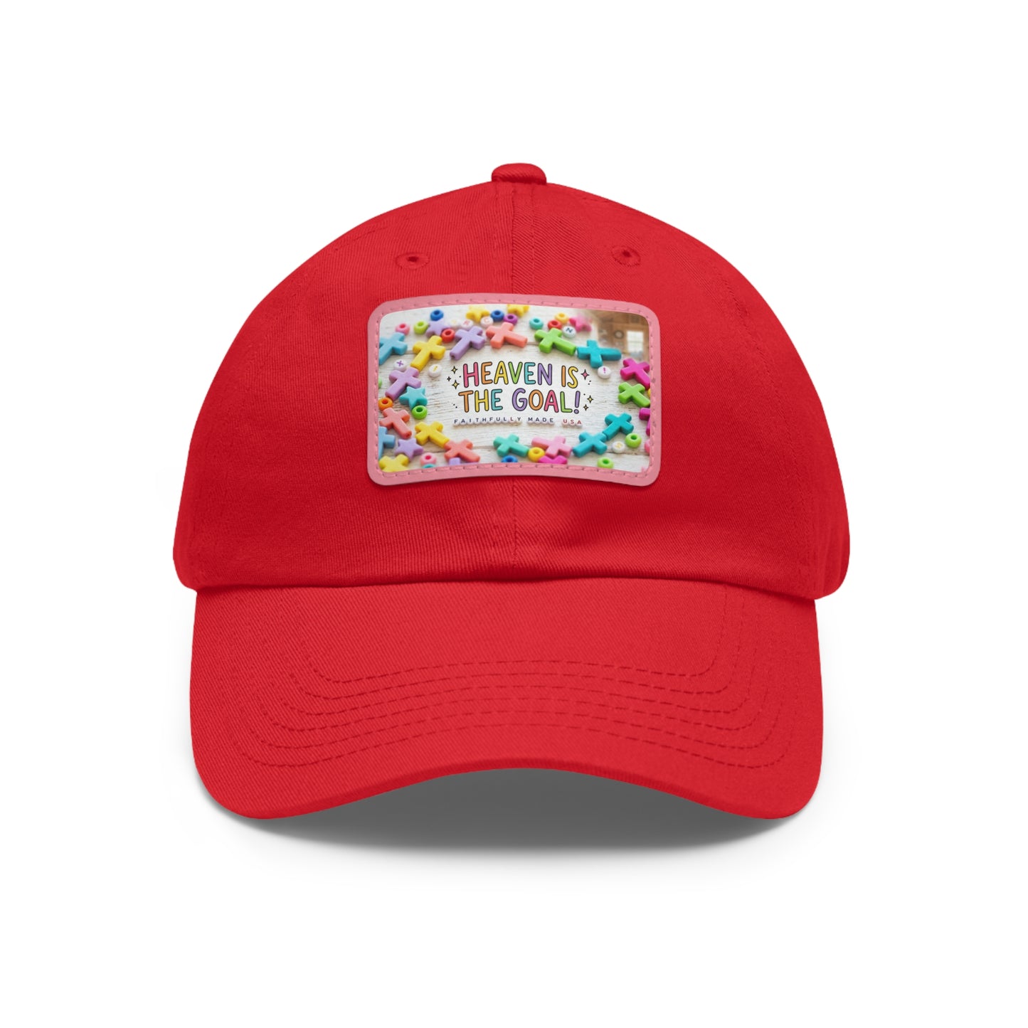 Heaven Is The Goal Dad Hat — Leather Patch Baseball Cap