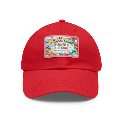 Heaven Is The Goal Dad Hat — Leather Patch Baseball Cap