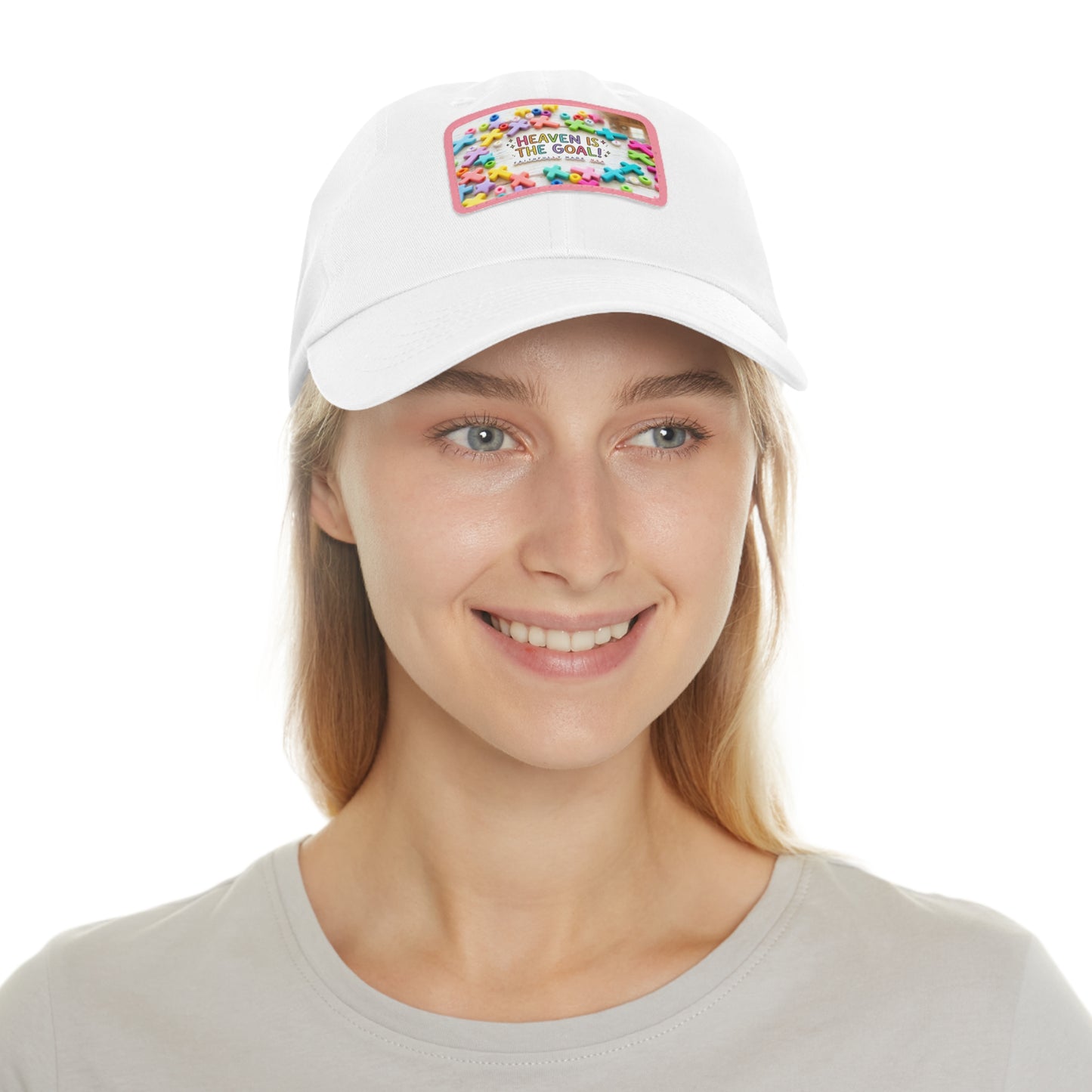 Heaven Is The Goal Dad Hat — Leather Patch Baseball Cap