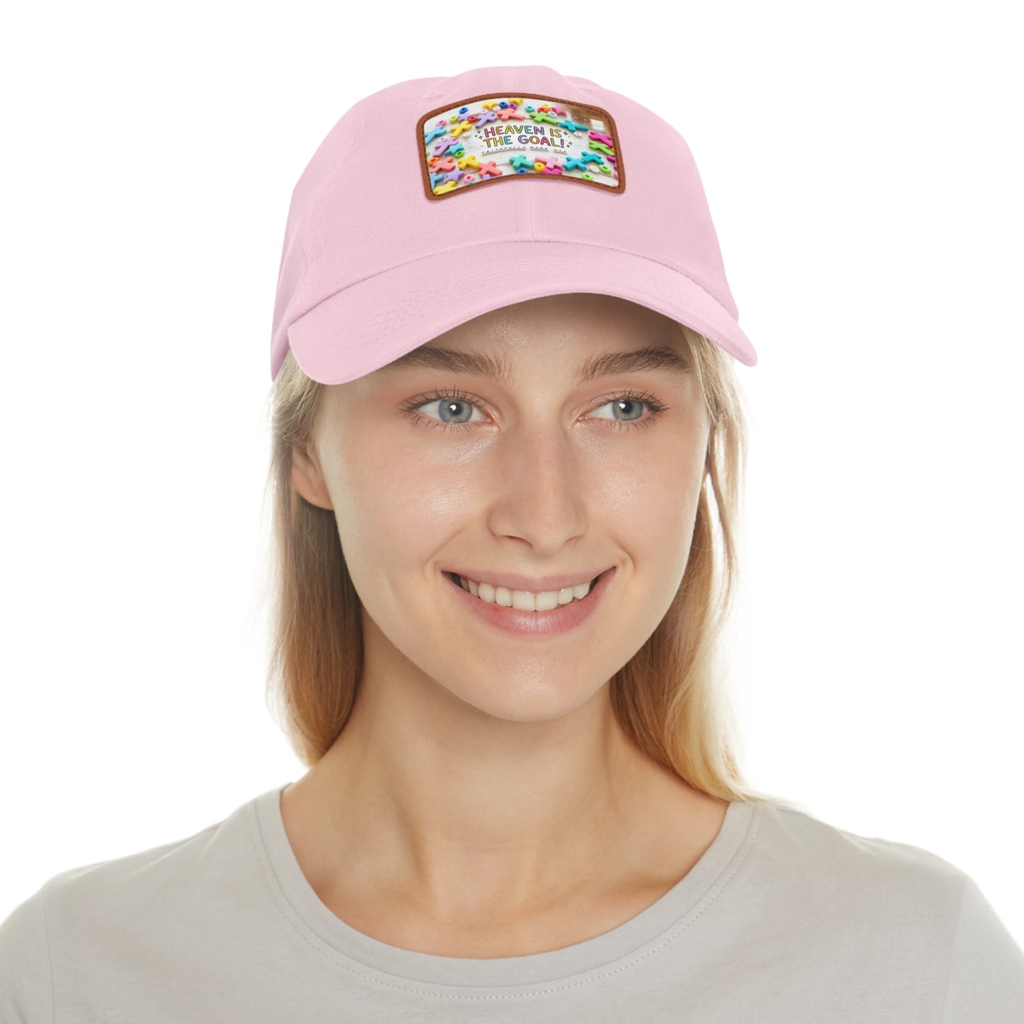 Heaven Is The Goal Dad Hat — Leather Patch Baseball Cap