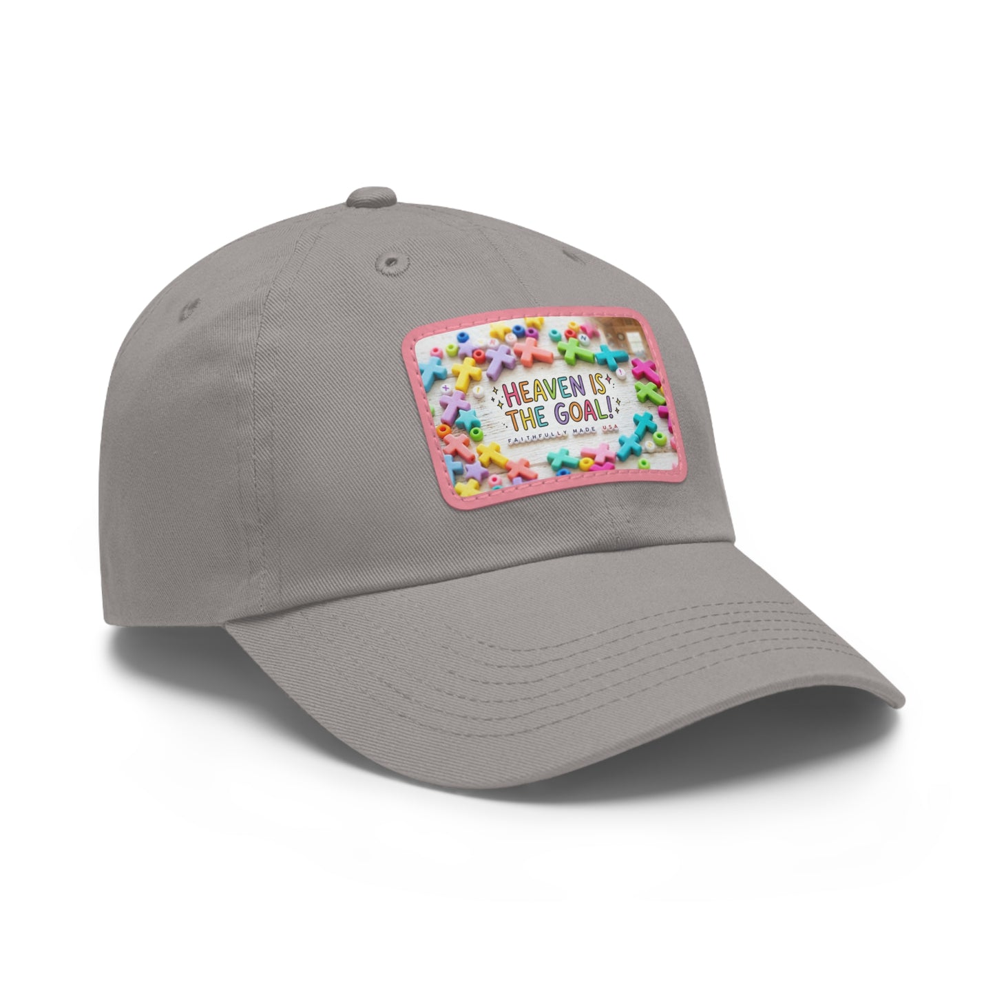 Heaven Is The Goal Dad Hat — Leather Patch Baseball Cap